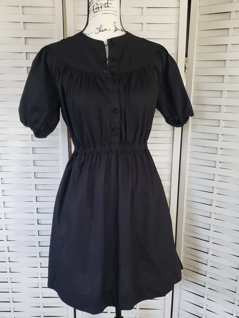 J. Crew Classic Black Puff-Sleeve A-Line Dress XS New